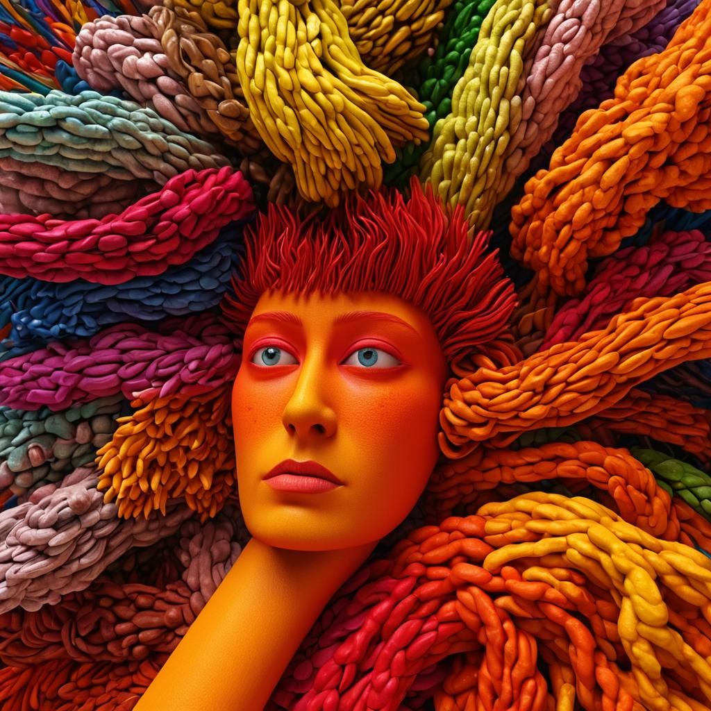 Vibrant Art Brut in Hyperrealistic 3D