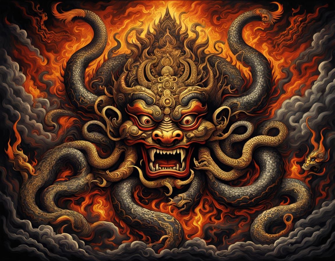 Tibetan Wrathful Deities Unleash Fury in Traditional Zhabdru...