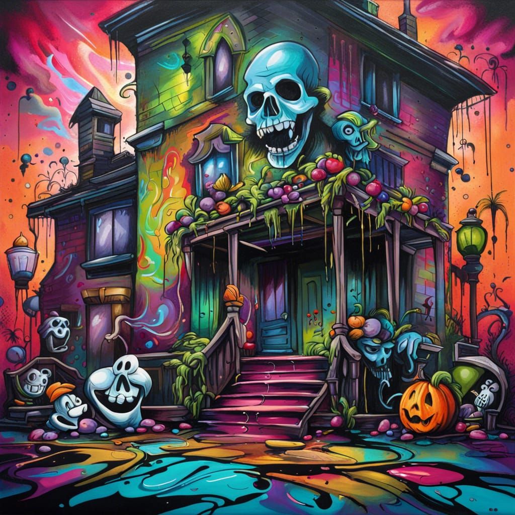 Disney Haunted Mansion in Graffiti Art Style