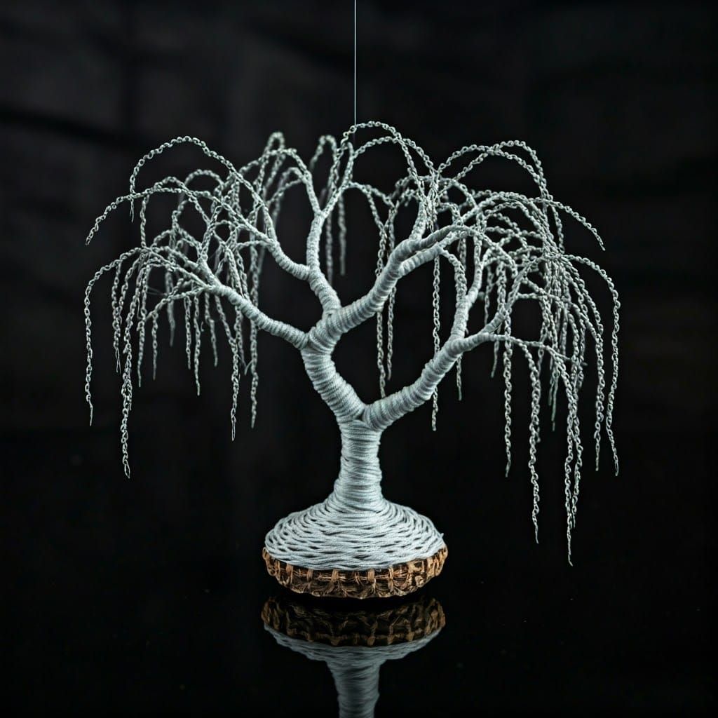 Delicate String Willow Tree, Surrealist Dreamscape