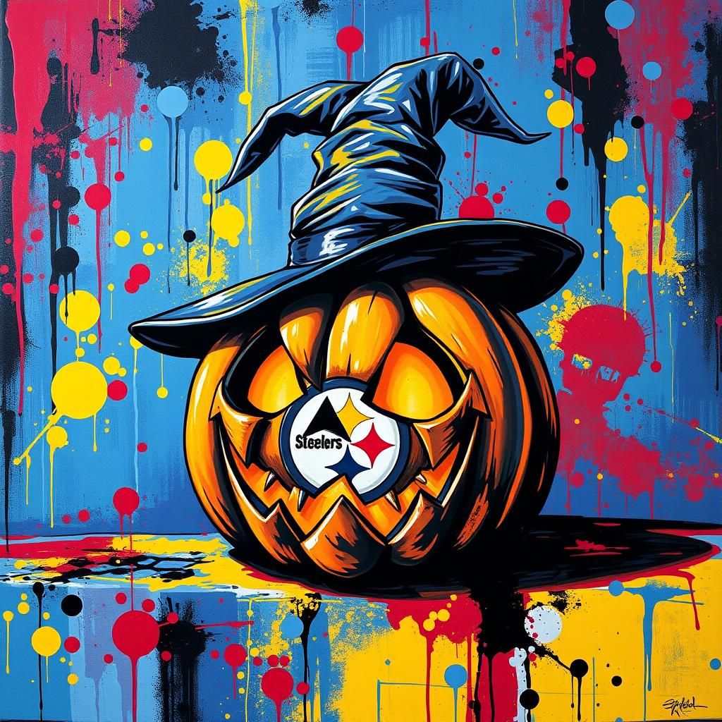 Steelers Jack-O'-Lantern in Polychromatic Street Art Style