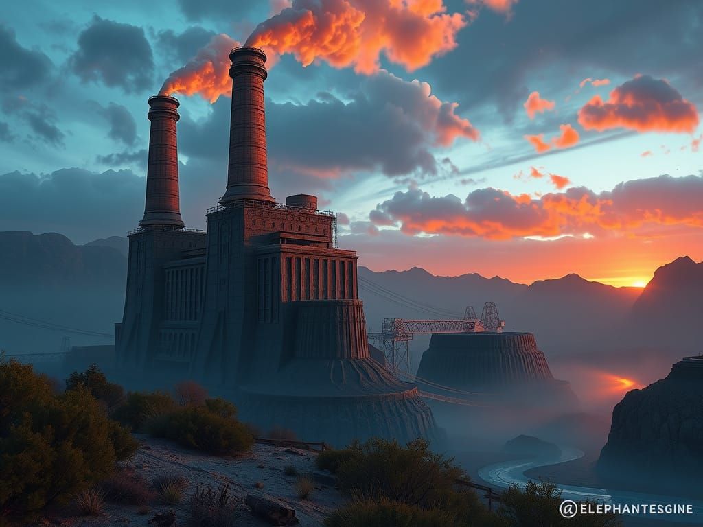 Coal Plant at Elephant Butte: Detailed Matte Painting
