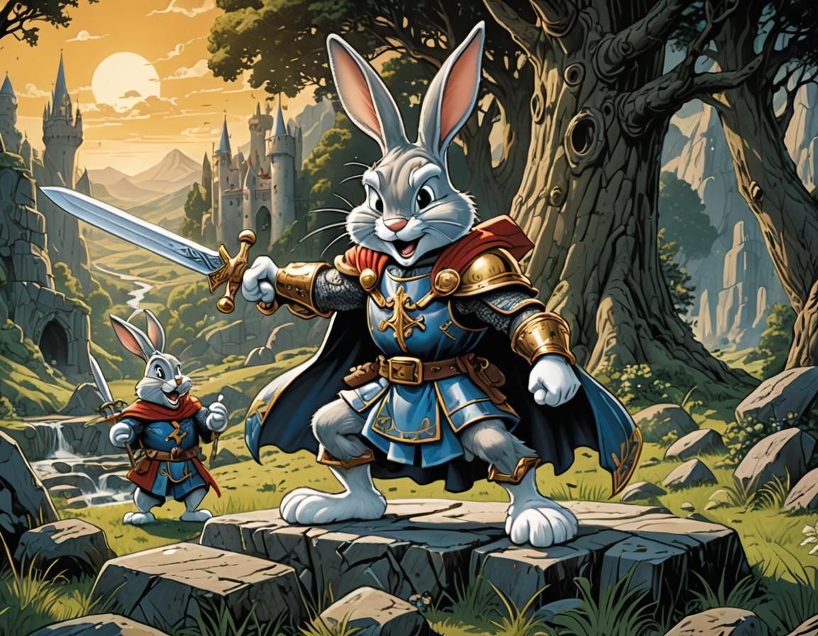 Bugs Bunny as King Arthur: Comic Book Art