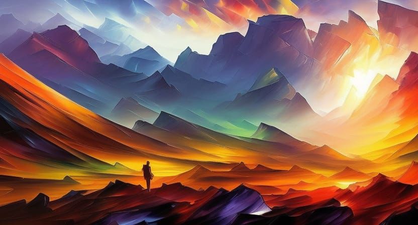 Psychedelic Hillscape Mountaintop in Maximalist Style