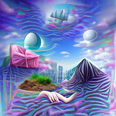 Vaporwave Dreamscape: Holographic Surreal Digital Art