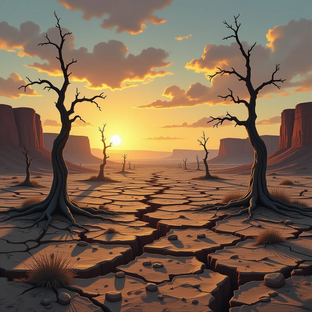 Barren Earth Landscape in Dystopian Style