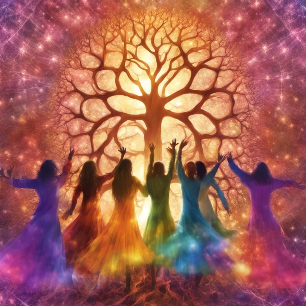 Singers Circle Windswept Tree in Surreal Watercolor