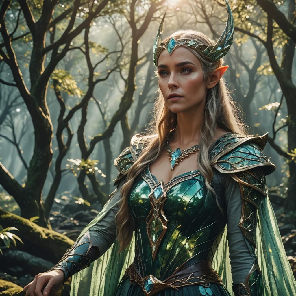 Elven Goddess in Cinematic Film Still