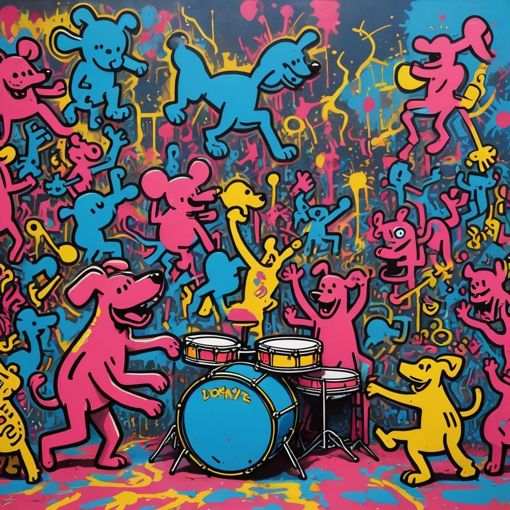 Humanoid Dogs Perform Live in Keith Haring Graffiti Style
