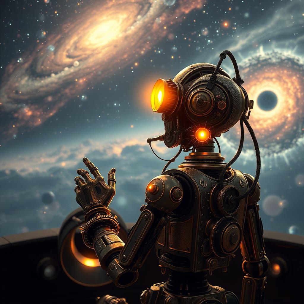 Steampunk Robot Witnesses Stellar Collapse into Black Holes