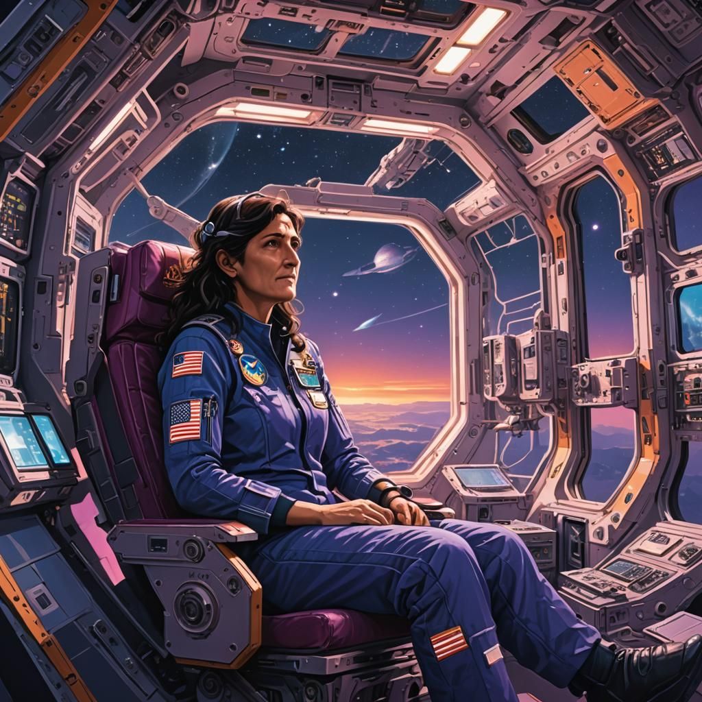 Sunita Williams on Celestial Throne: Sci-Fi Concept Art
