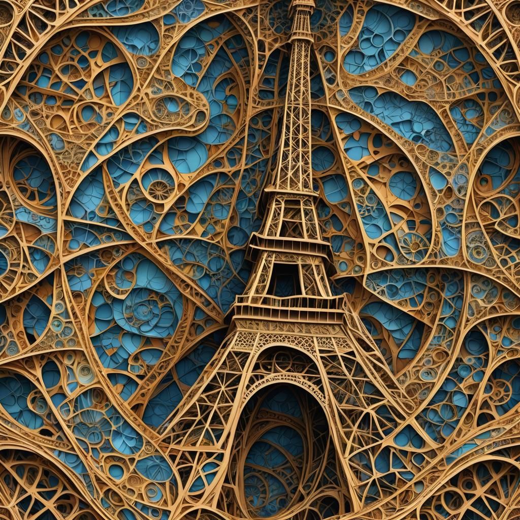 Eiffel Tower Pancake in Abstract Fractal Style