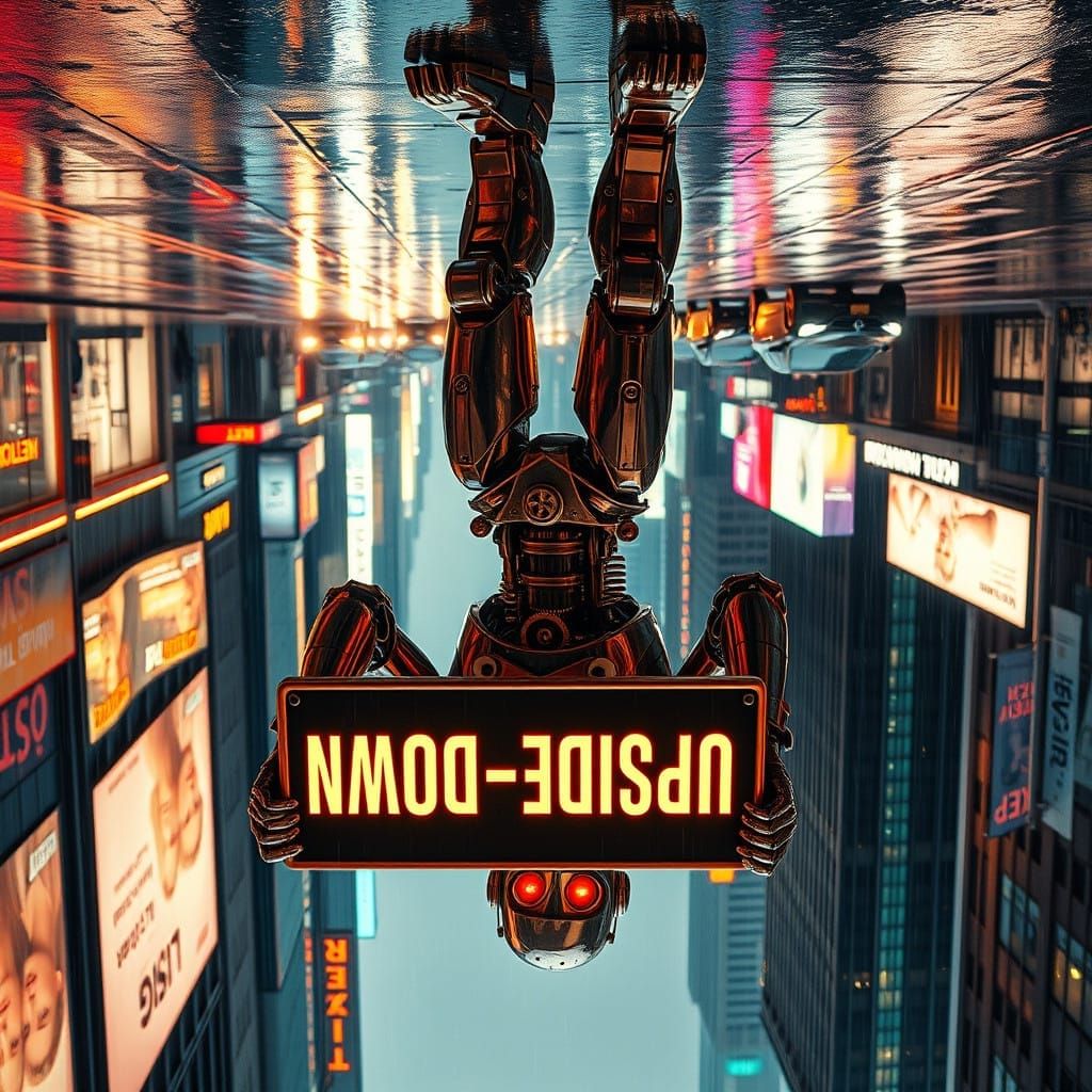 Cyberpunk Robot in Neon City