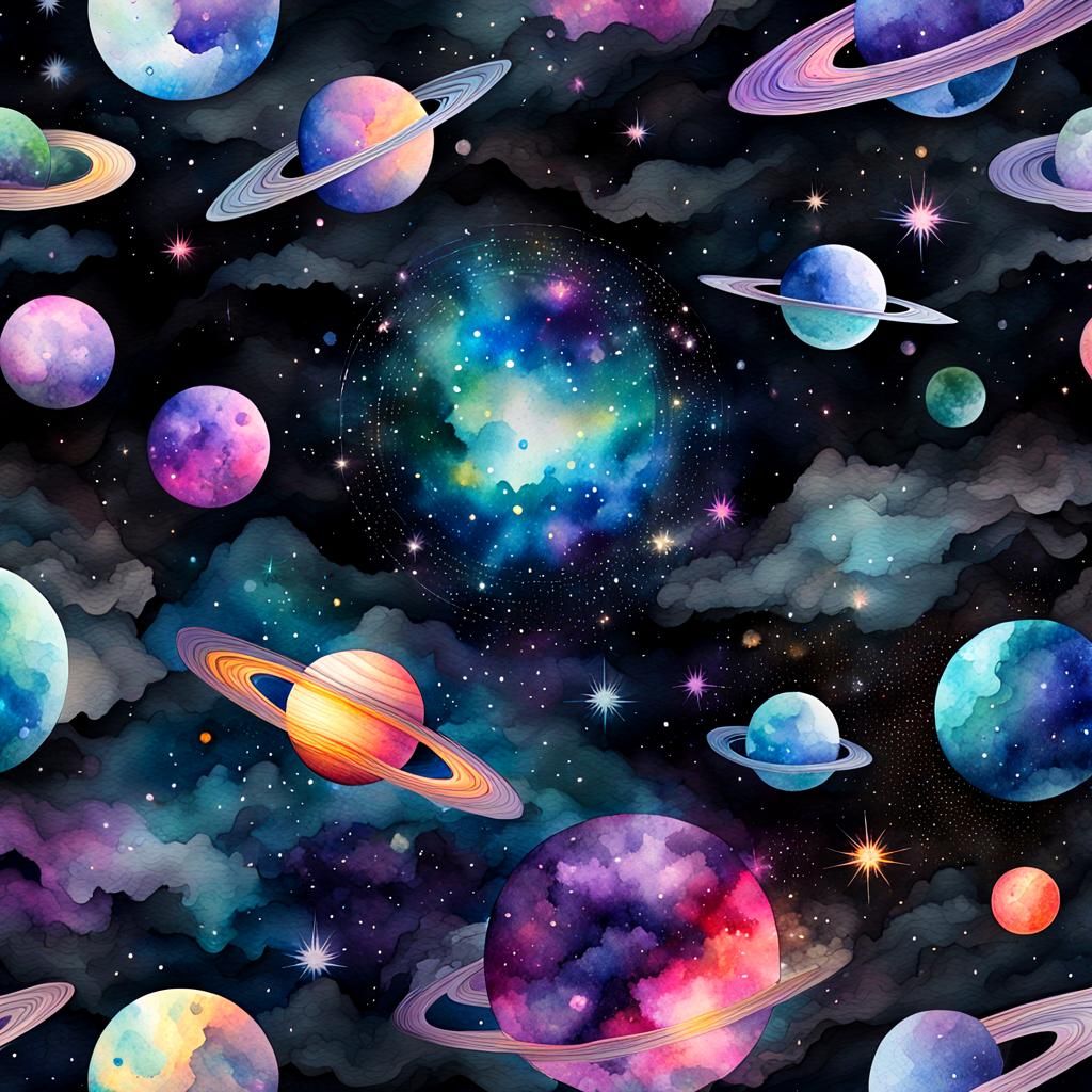 Moody Watercolor Art of the Cosmos in 8k Resolution
