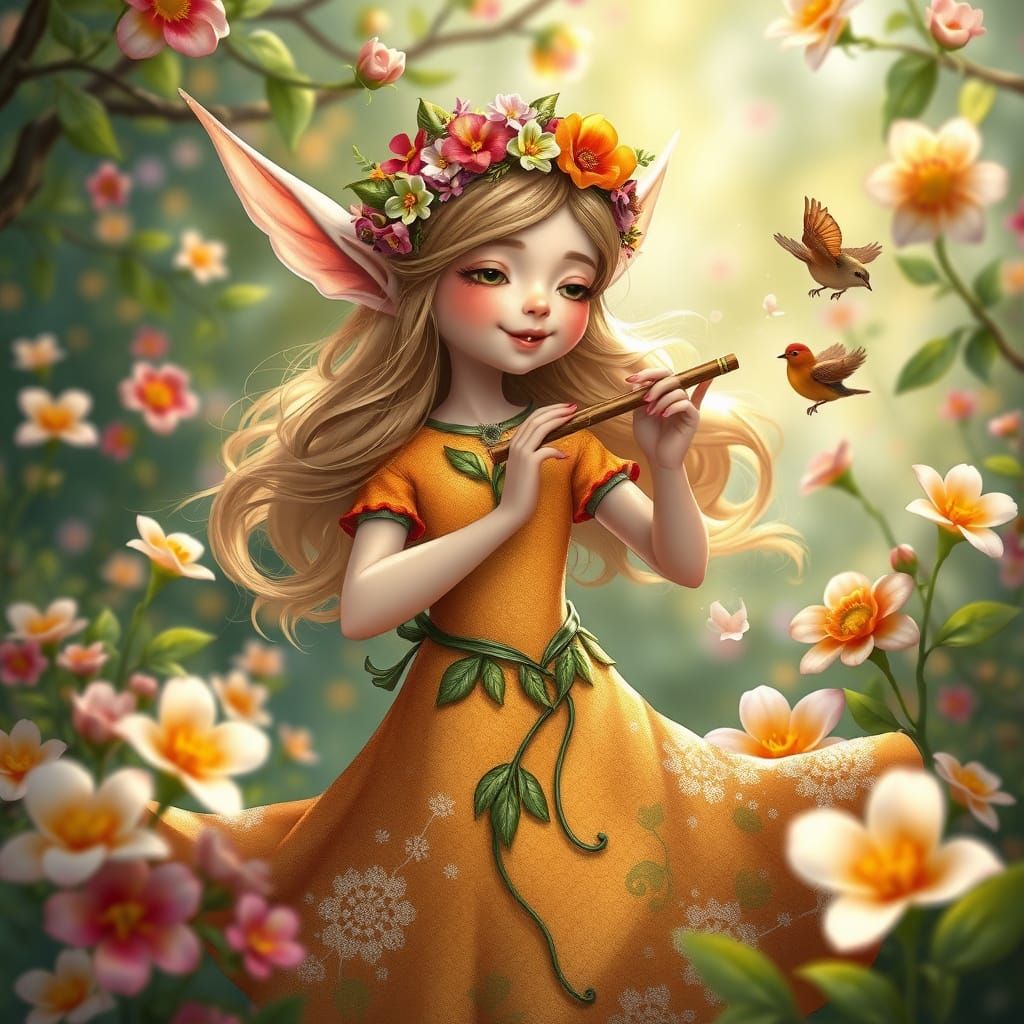Ethereal Elf Maiden Celebrates Spring's Renewal
