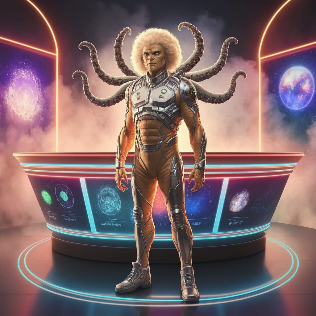 Alien News Reporter in Vibrant Anime Style