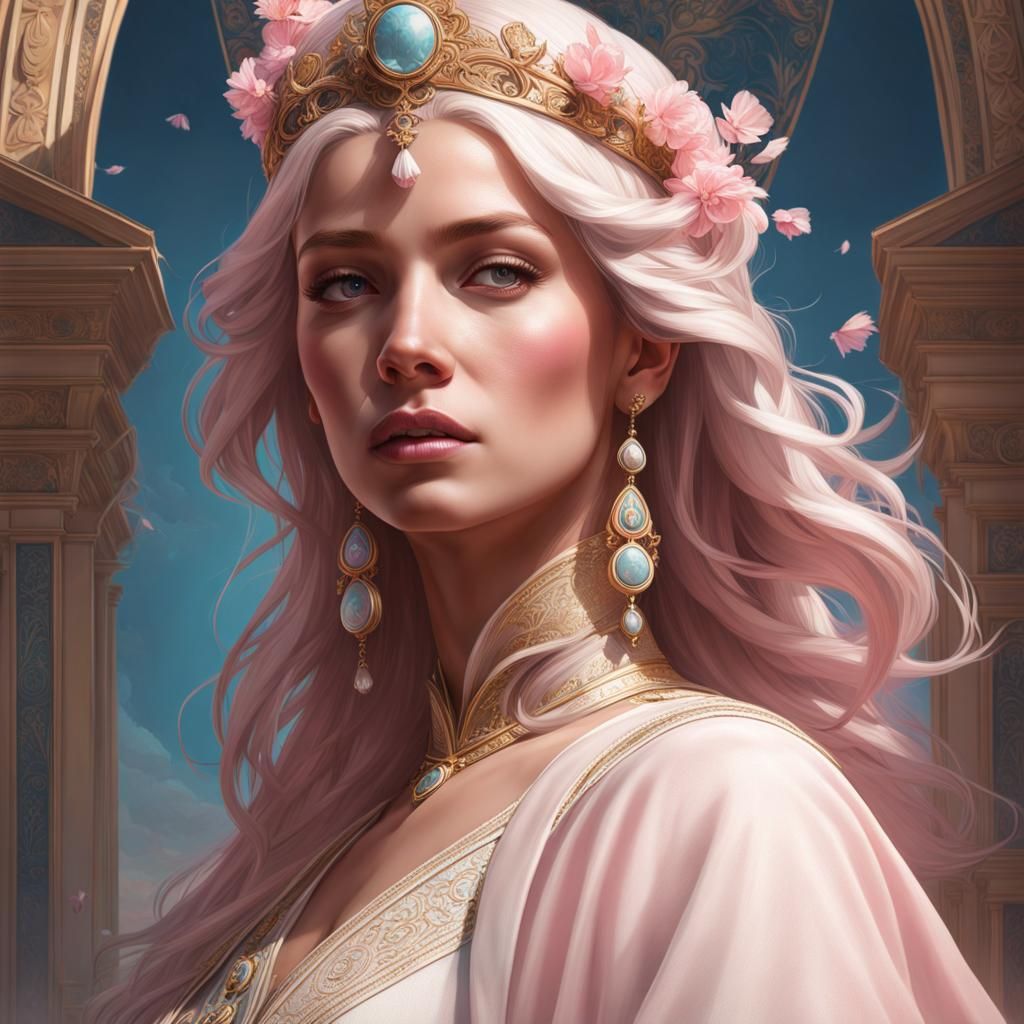 Queen of Peace Portrait in Art Nouveau Style