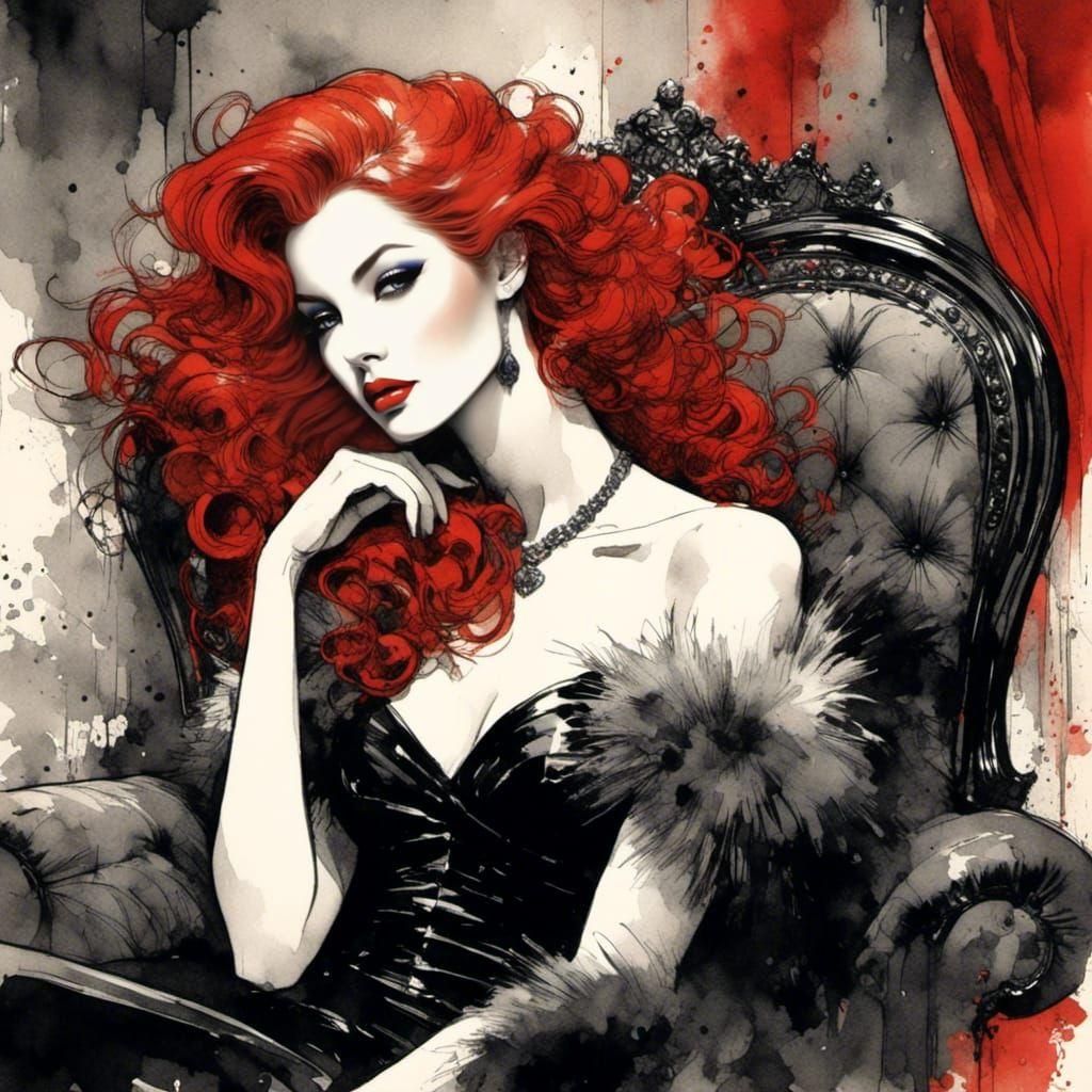 Glamorous Woman in Charcoal Art Style