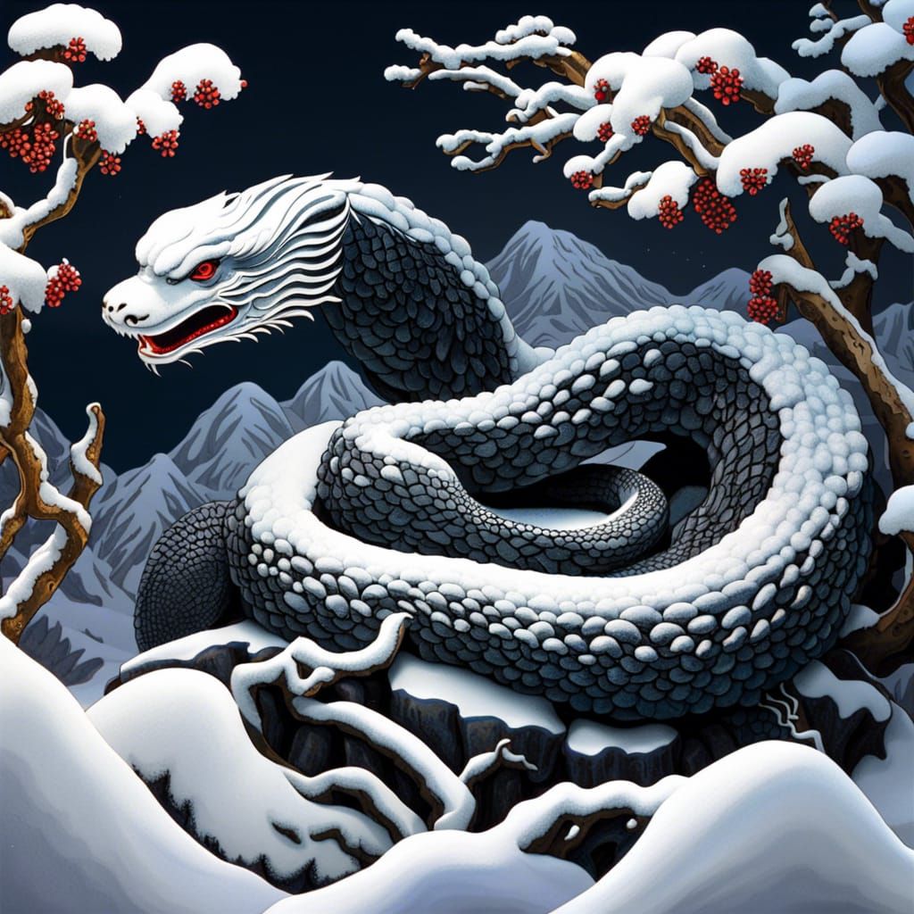 Mystical Xuanwu: Black Tortoise in Winter Snow