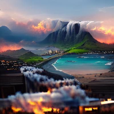 Detailed Matte Painting of Hawaii Scenery
