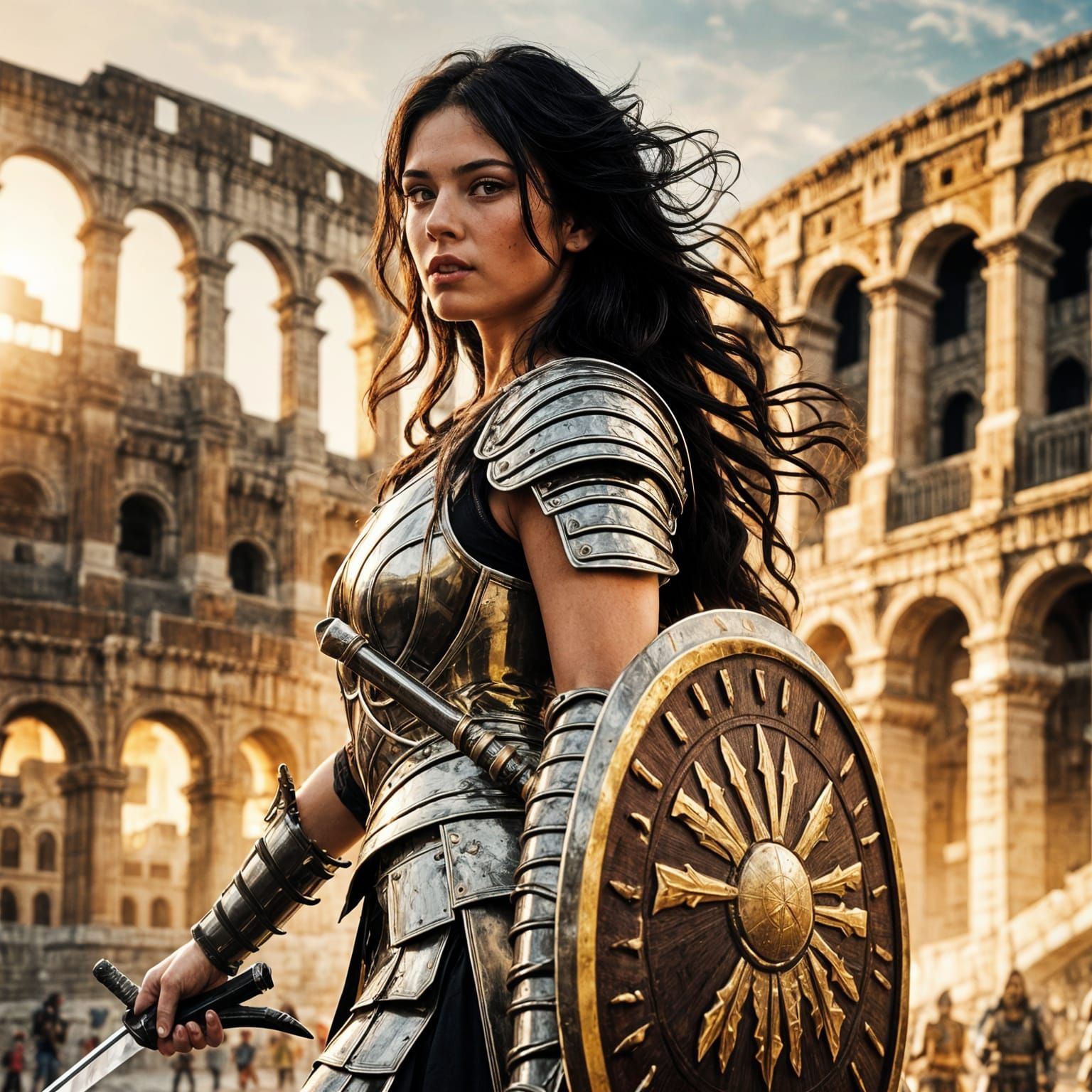 Roman Legionary Woman Warrior at Colosseum