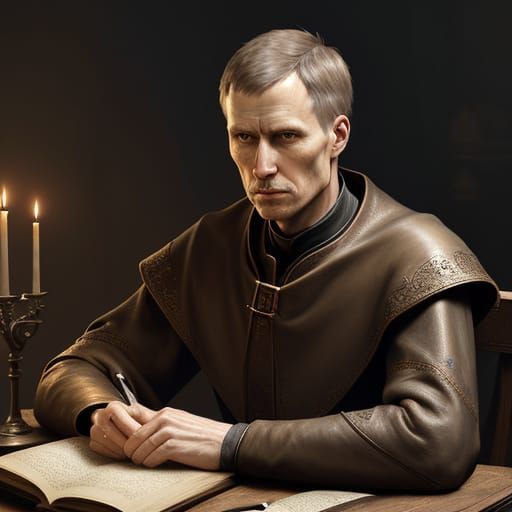 William of Ockham Portrait in Detailed Digital Painting
