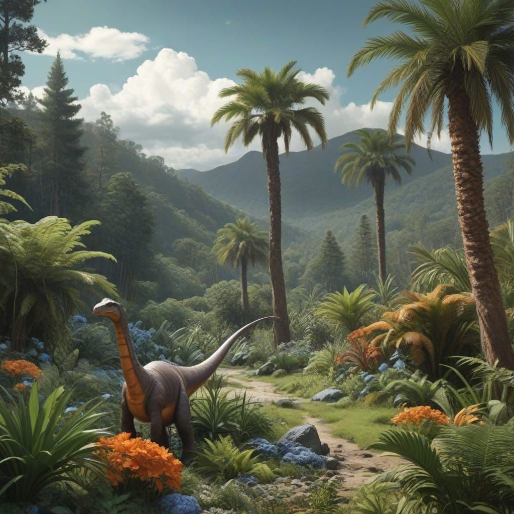 Mesozoic Masterpiece in Mixed-Media Collage