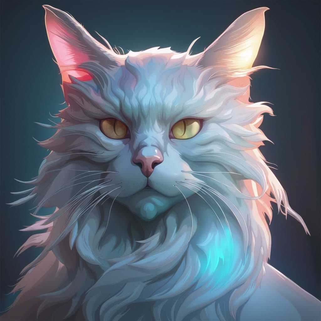 Ethereal Ghost Cat Portrait in Digital Art Style