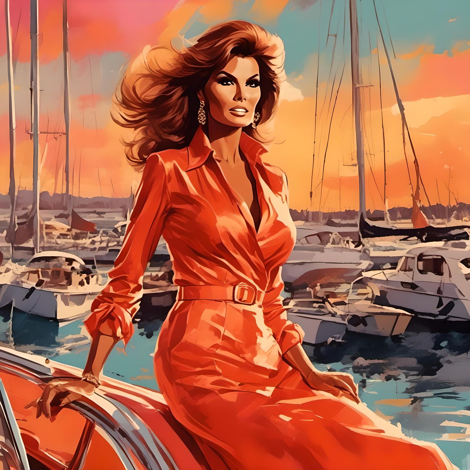 1960s Actress at Sunset in South of France