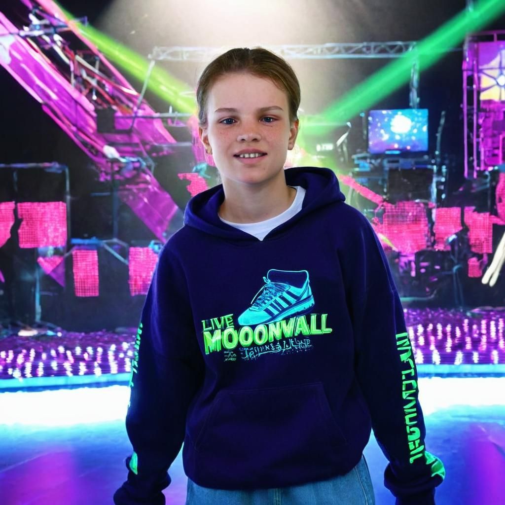 Neon Dancer Moonwalks in Electric Concert Portrait