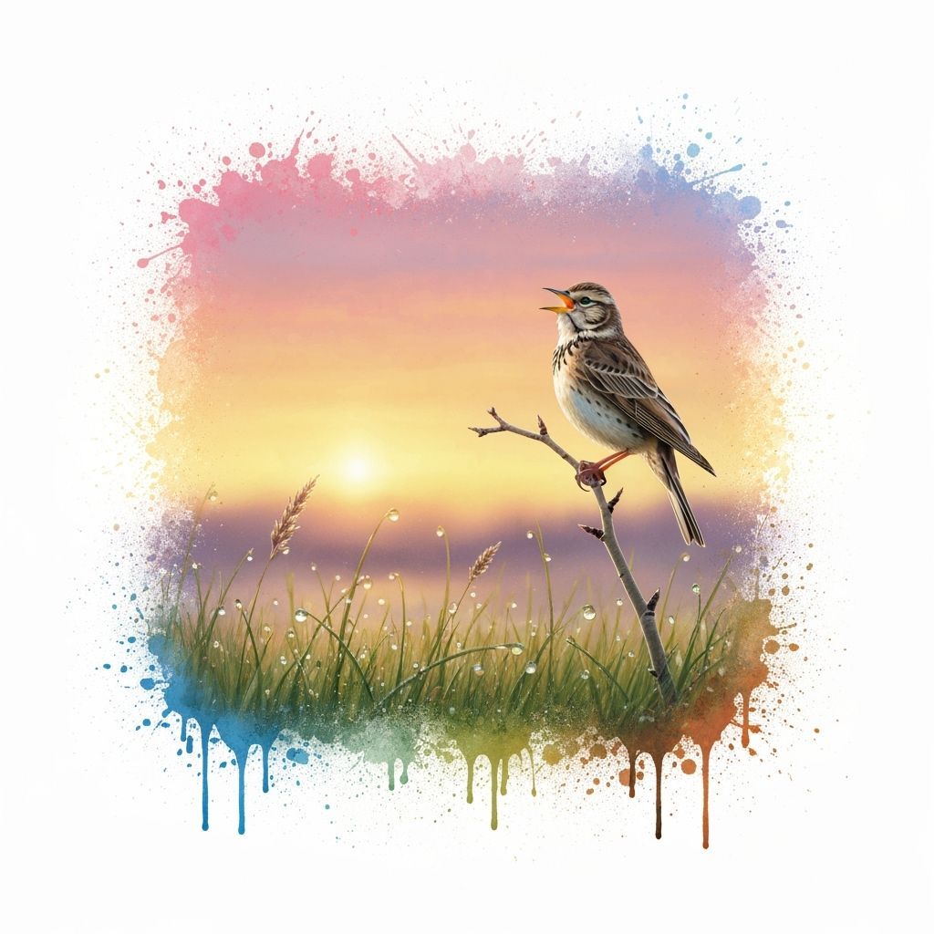 Lark's Dawn Song: A Watercolor Landscape