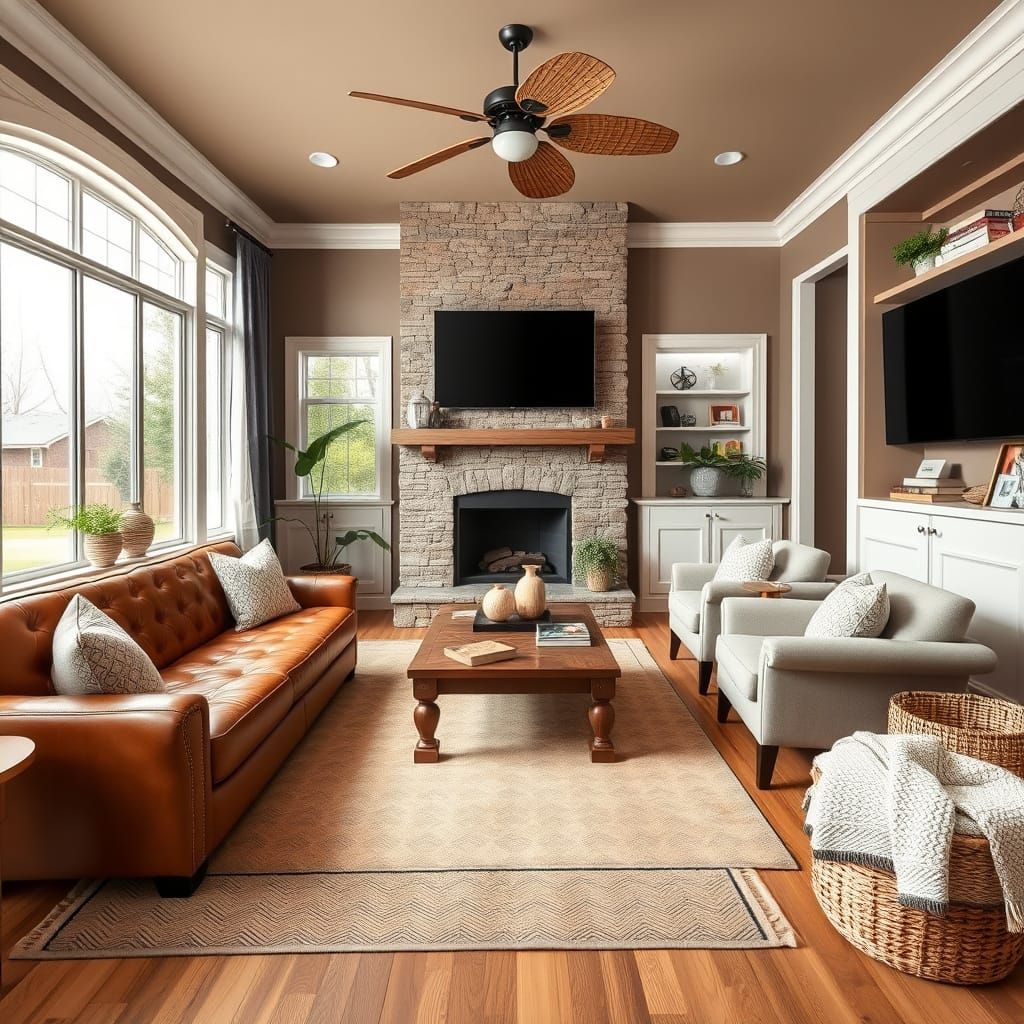 Cozy Family Living Room in Warm Earthy Tones