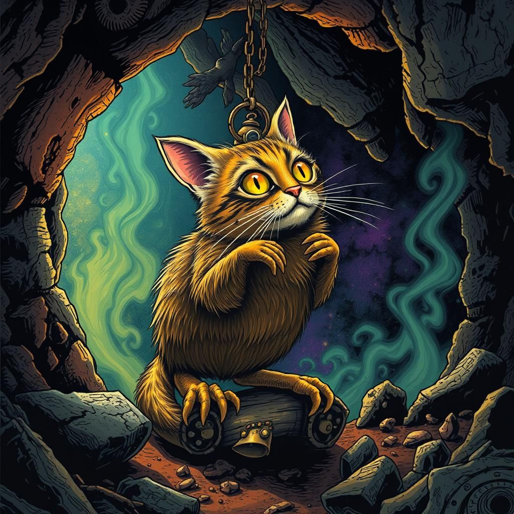 Psychedelic Steampunk Canary Mine Shaft Parallax