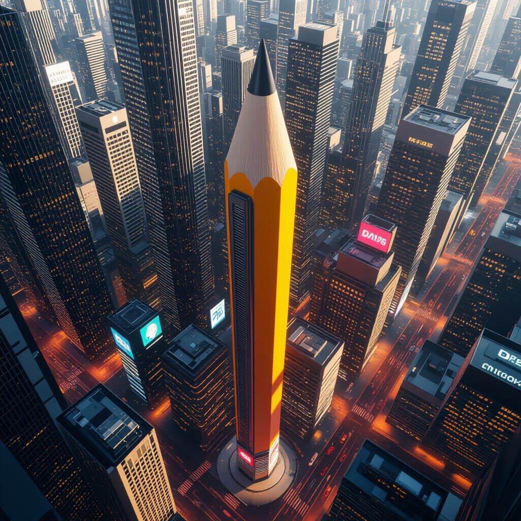 Pencil Skyscraper Dominates Busy Cityscape