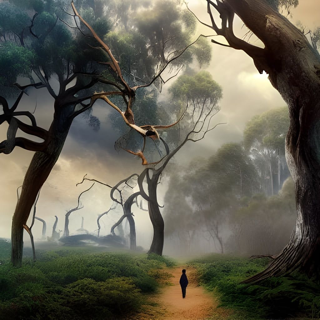 Tornado Landscape: Detailed Matte Painting in Tonalism Style