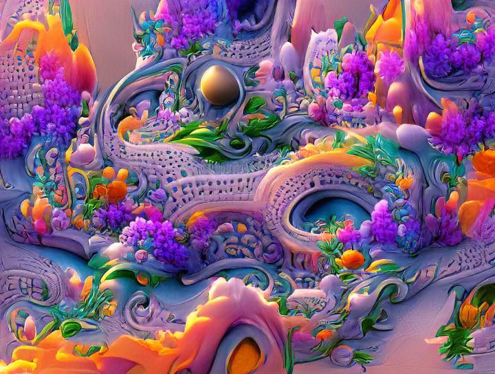 Elaborate Cosmic Garden Digital Illustration