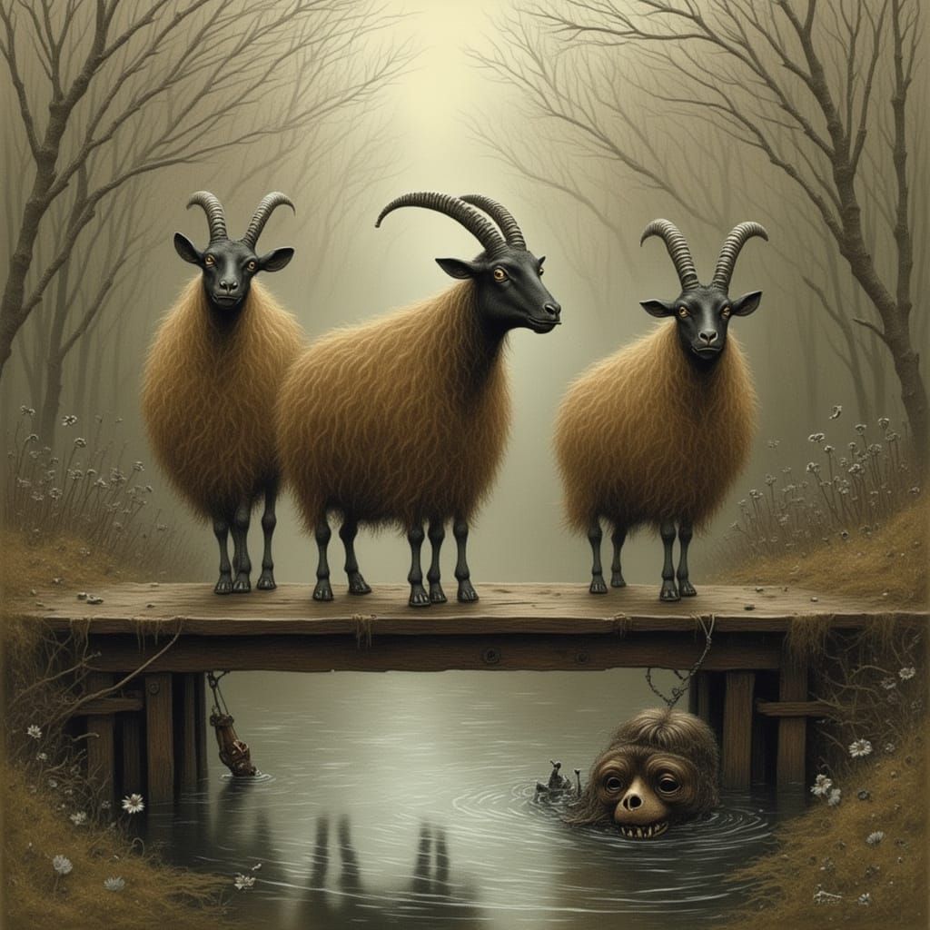 Three Goats and the Troll Under the Bridge