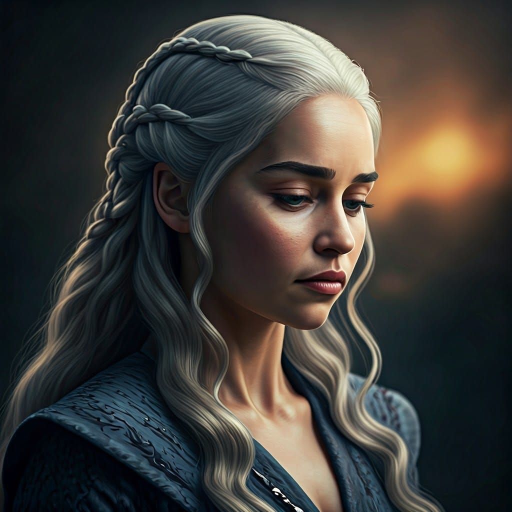 Daenerys Targaryen Portrait with Dragon, Ethereal Art