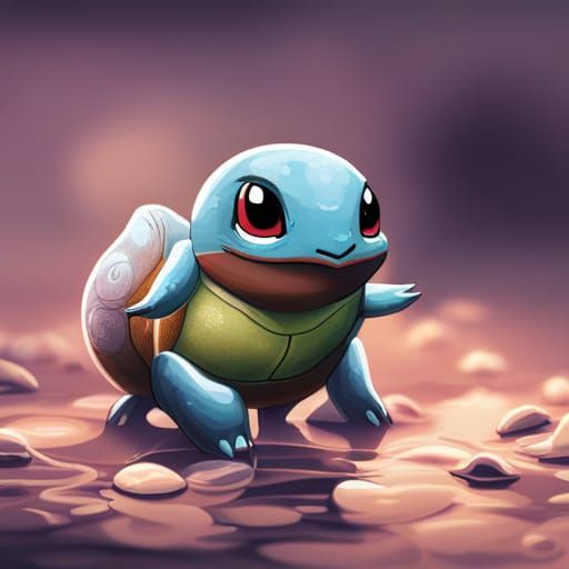 Hyperrealistic Squirtle in Pond Splash Art