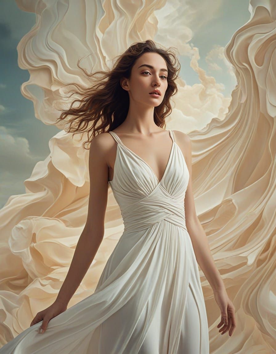 Surreal Digital Art: Dreamlike Woman in Soft Focus