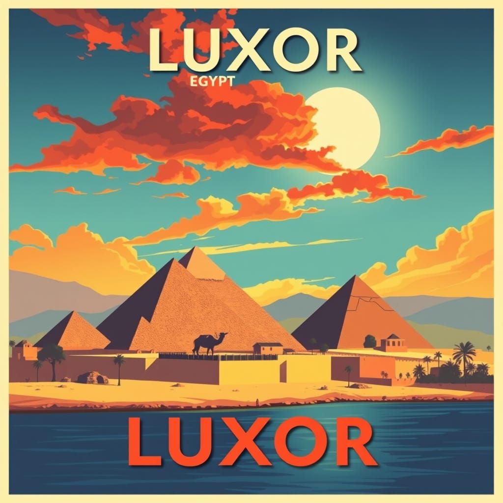 Vintage Luxor Travel Poster in 1940s Art Deco Style