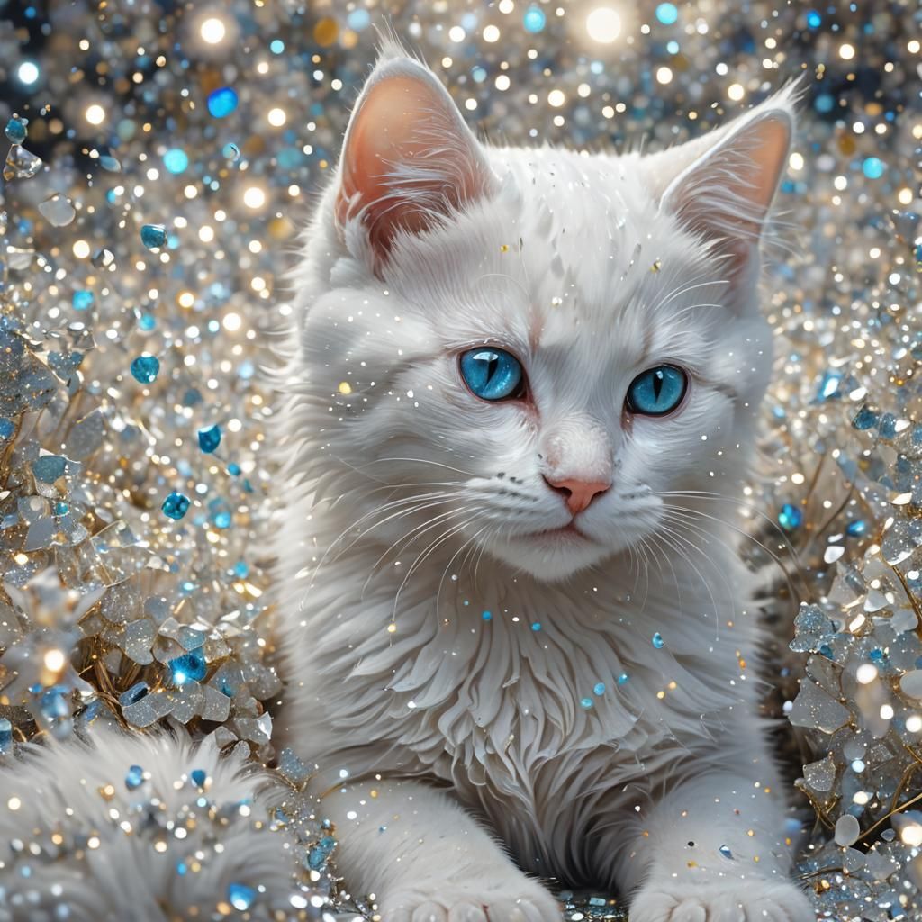Glitter Kitten Dreamscape: Surreal Digital Art