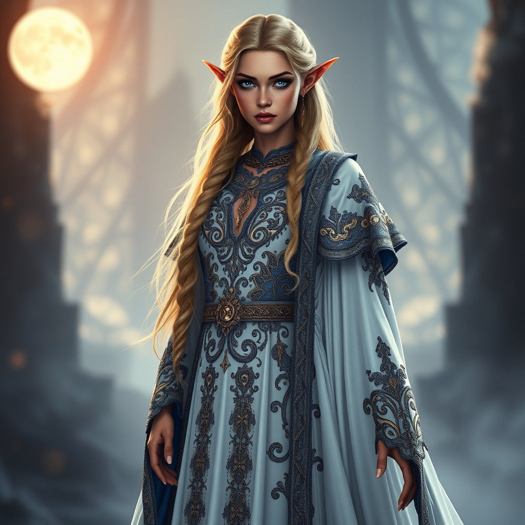 Regal Elf Wizard in Art Nouveau Style