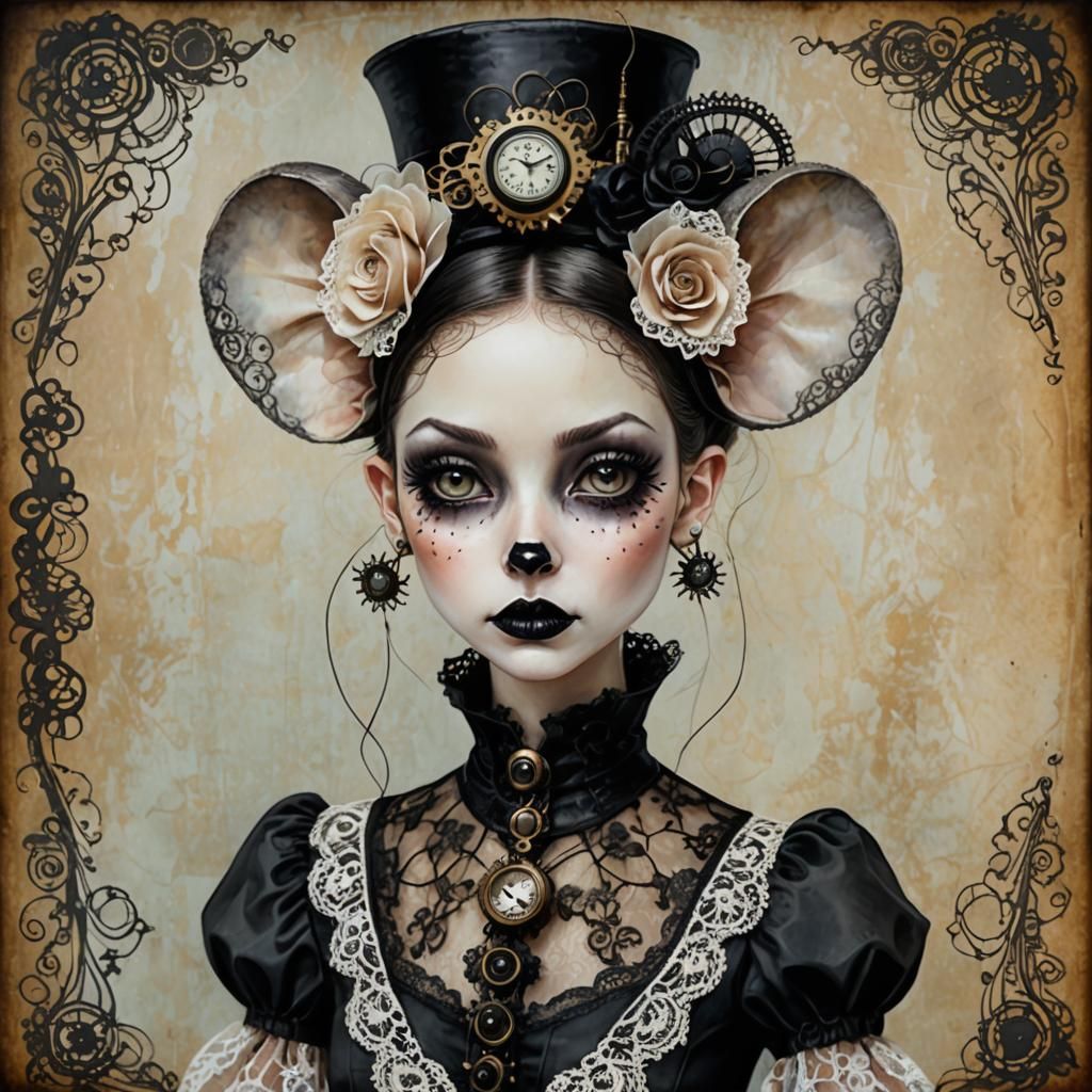 Steampunk Mouse Girl with Extravagant Headpiece