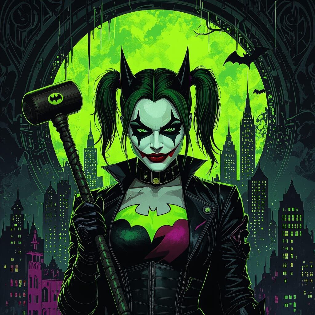 Joker-Inspired Abstract Design in Gothic Gotham