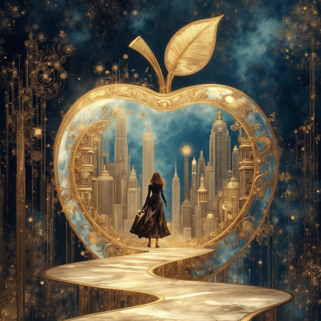 Fashion Model Enters Crystal Apple with NYC View