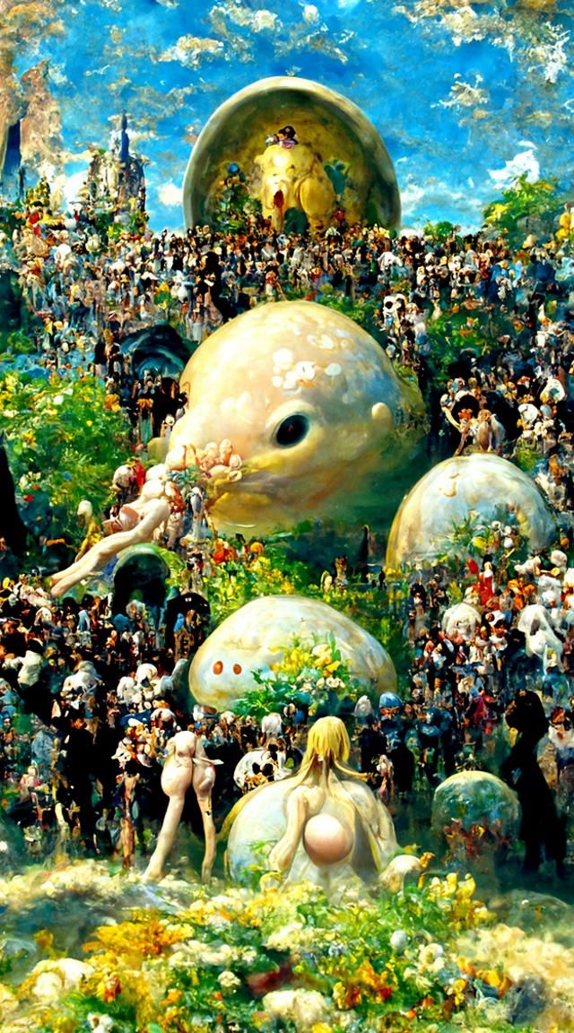 Surreal Landscape with Robotic Embryo in Classical Style