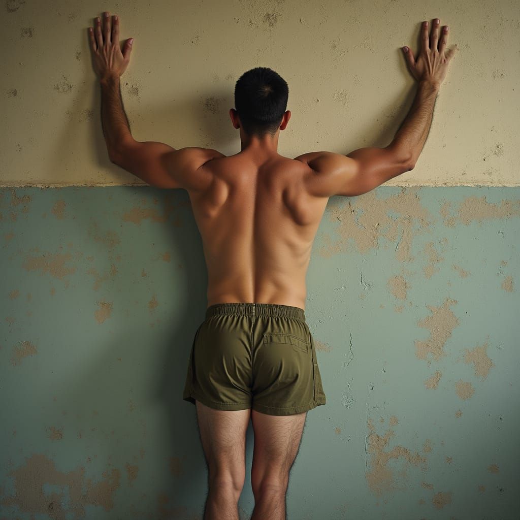 WWII Soldier in Running Shorts, High-Resolution Photography