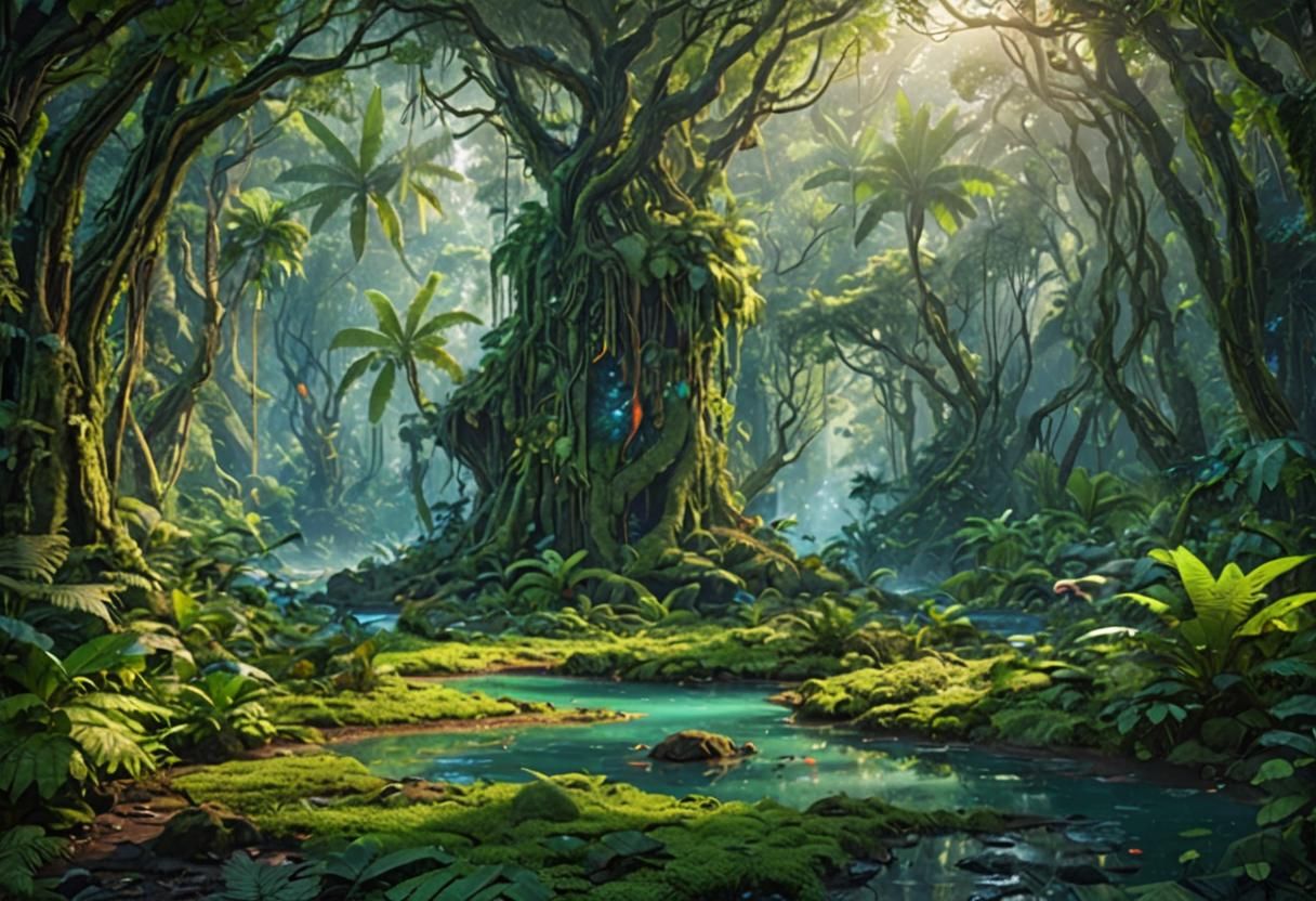 Rainforest Day to Night Transition: Fantasy Concept Art