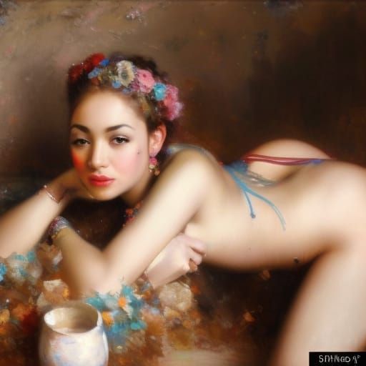 Girl at Burning Man in Impressionist Style